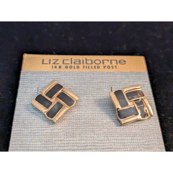 Lot of Two Vintage Black /Gold Post Pierced Earrings NWT - Picture 3 of 4